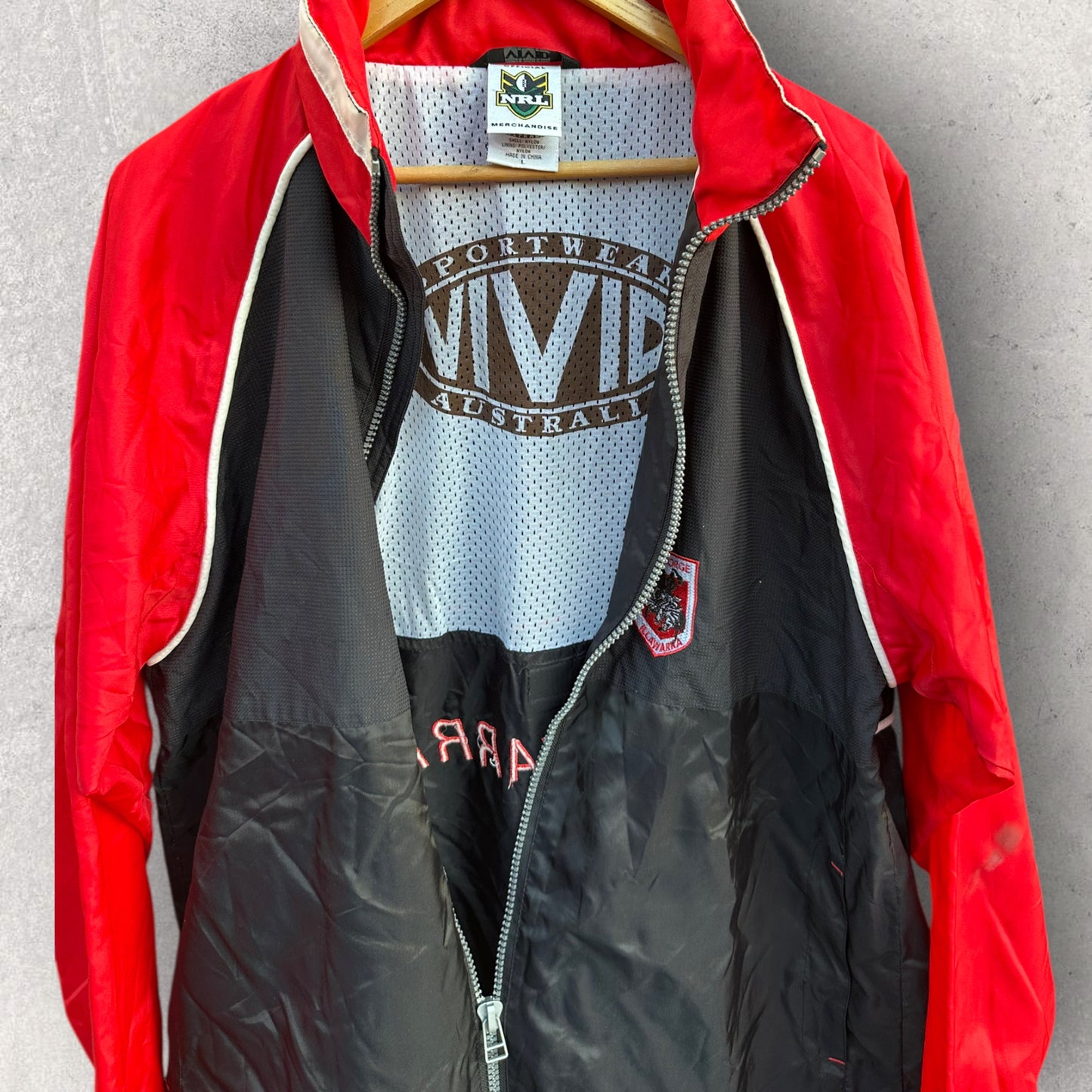 ST GEORGE ILLAWARRA DRAGONS VINTAGE VIVID WINDBREAKER NRL JACKET
