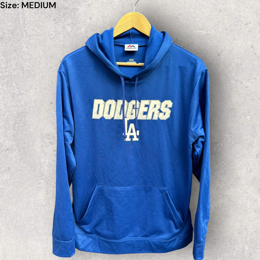 LA DODGERS MAJESTIC MLB BLUE PULLOVER HOODED JUMPER