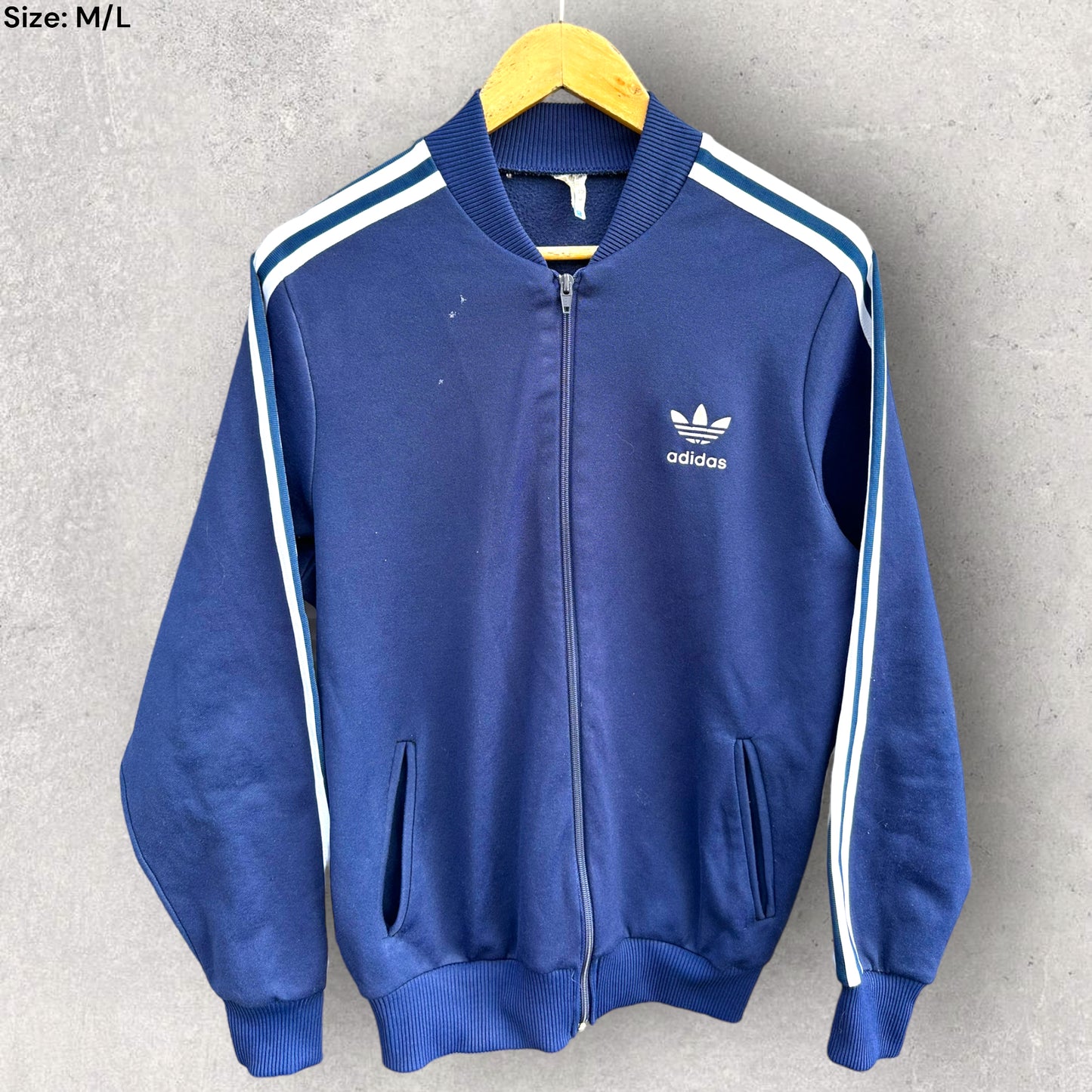 ADIDAS VINTAGE BLUE FULL ZIP JACKET 80S ERA