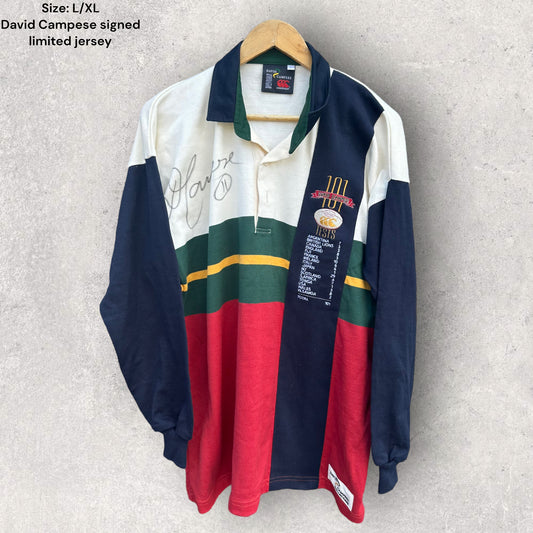 DAVID CAMPESE 100 TEST LIMITED EDITION + SIGNED CANTERBURY JERSEY