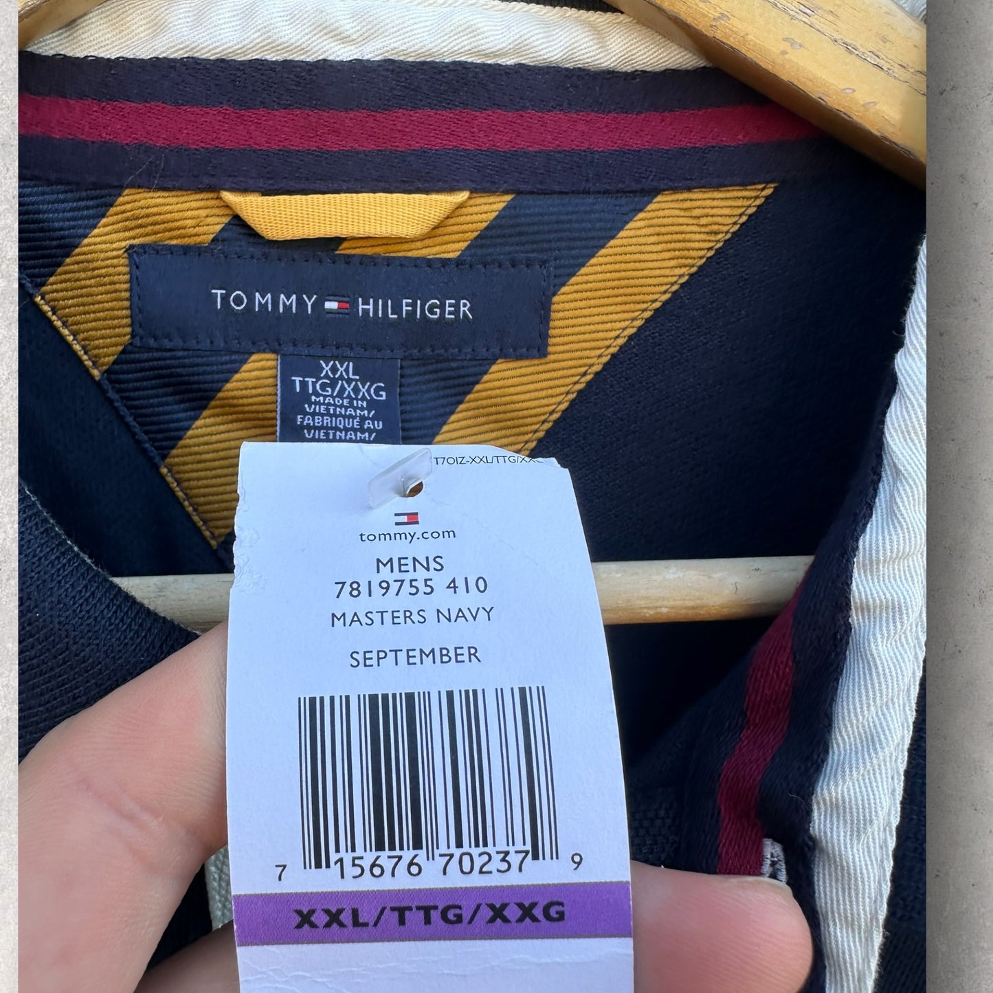 Tommy Hilfiger Navy Blue Rugby Style Long Sleeve Shirt Brand New