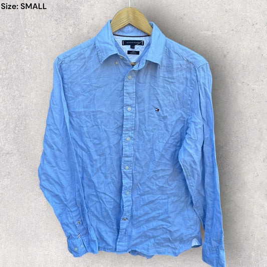 TOMMY HILFIGER BLUE LONG SLEEVE BUTTON UP SHIRT