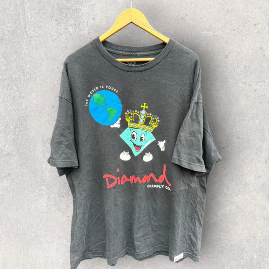 DIAMOND SUPPLY CO THE WORLD IS YOURS VINTAGE BLACK T-SHIRT MADE IN USA