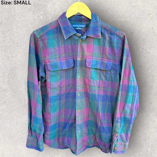 RALPH LAUREN POLO TARTAN PRINT LONG SLEEVE BUTTON UP SHIRT