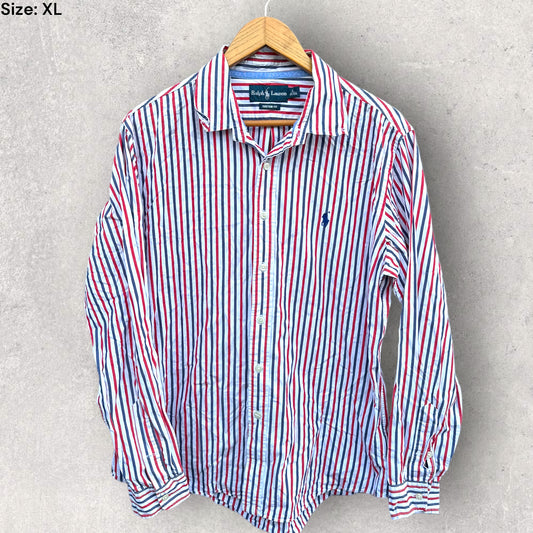 RALPH LAUREN POLO PIN STRIPE LONG SLEEVE DRESS SHIRT