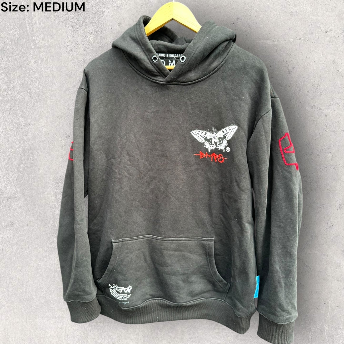 UNCOMMON BREED DEMFINGS FALLEN HOPE BUTTERFLY BLACK HOODED JUMPER