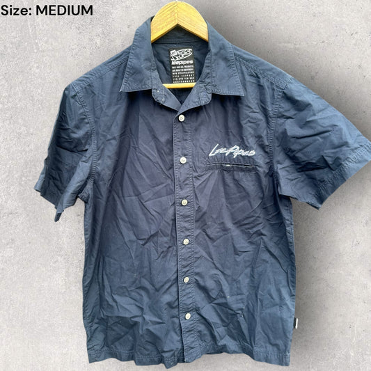Lee Pipes Mens Short Sleeve Blue Skating Shirt