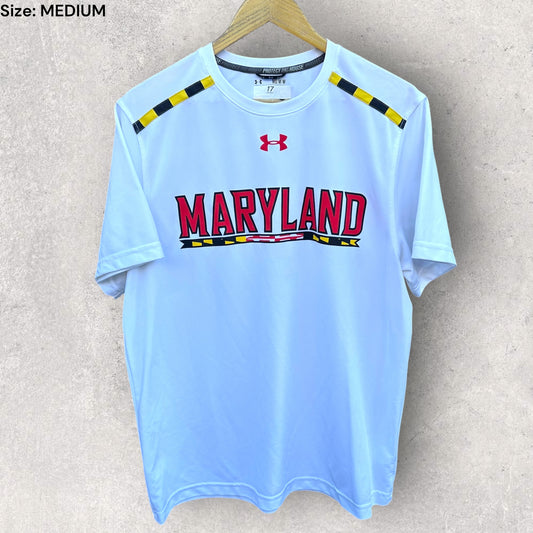 MARYLAND UNIVERSITY UNDER ARMOUR WHITE TRAINING SHIRT