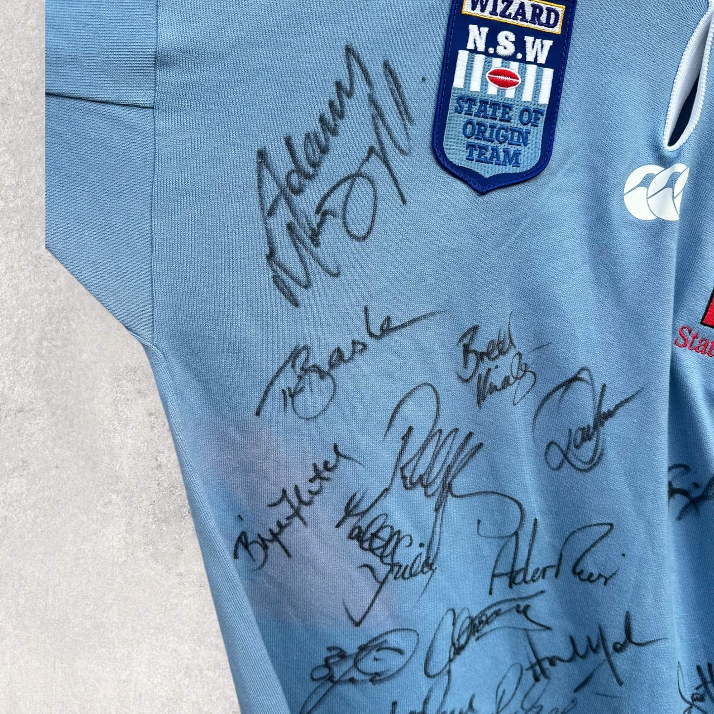 NSW BLUES 1999 CANTERBURY VINTAGE STATE OF ORIGIN LONG SLEEVE SIGNED JERSEY