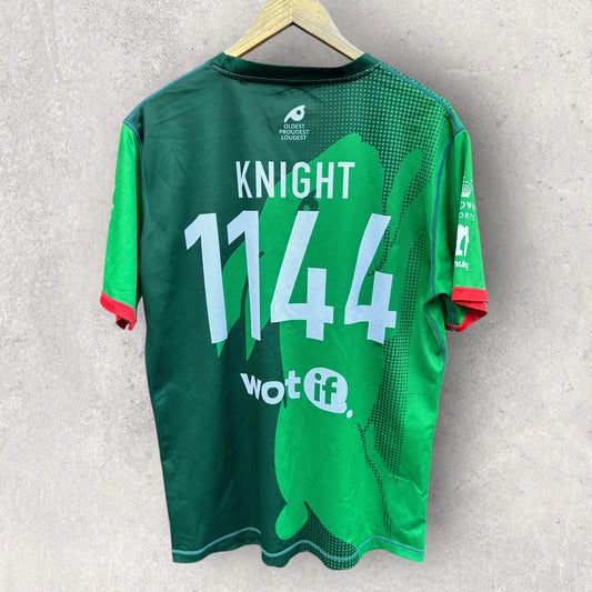 SOUTH SYDNEY RABBITOHS RUN OUT SHIRT PLAYER WORN + SIGNED BY LIAM KNIGHT
