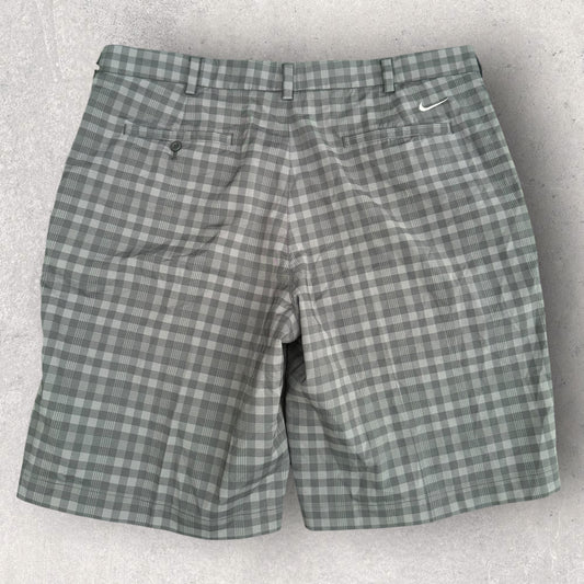 Nike Shorts Men's 36 Black Gray Golf Dri Fit Core Plaid Golfer Active 452712-010