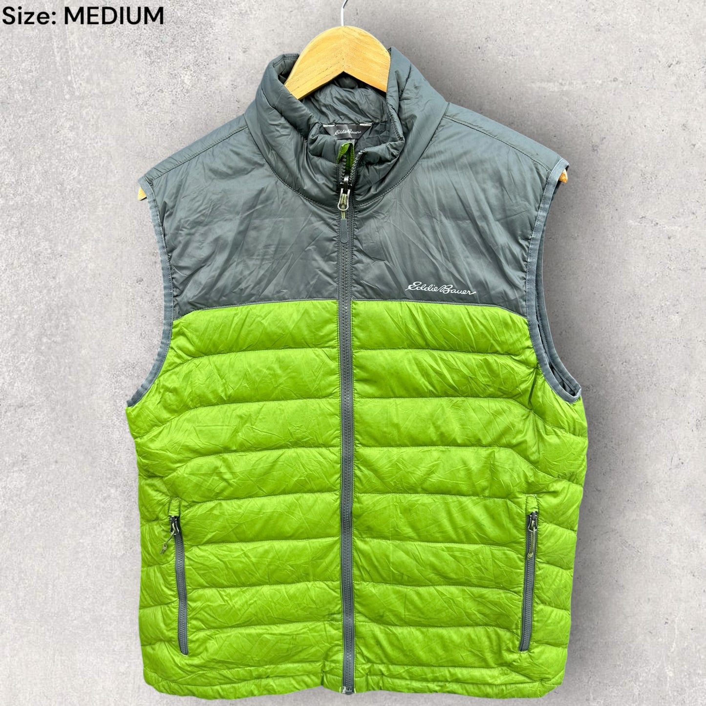 EDDIE BAUER GREEN SLEEVELESS PUFFER VEST