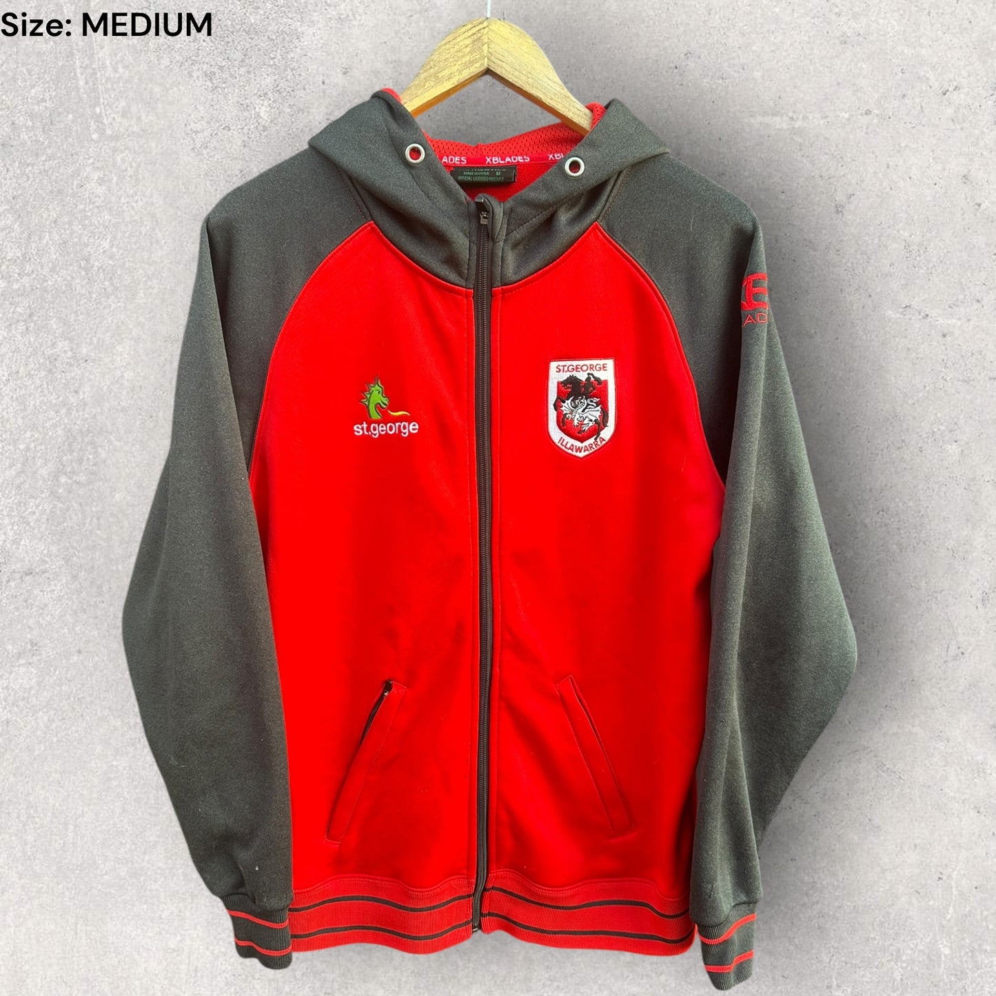 ST GEORGE ILLAWARRA DRAGONS X-BLADES HOODED NRL JUMPER