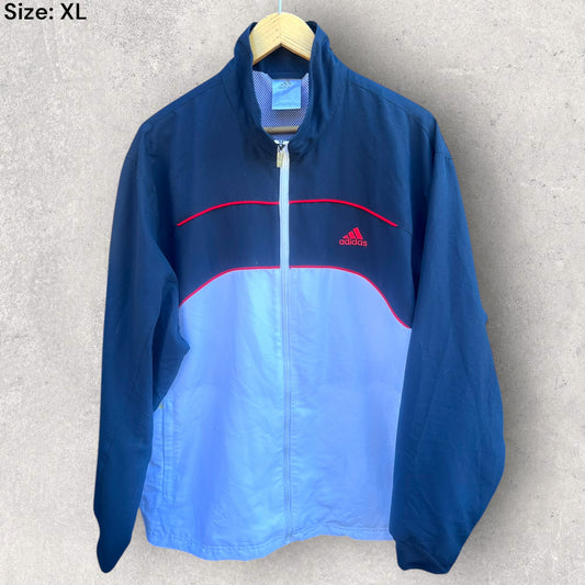 ADIDAS VINTAGE WINDBREAKER BLUE & WHITE JACKET