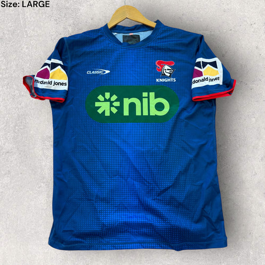 NEWCASTLE KNIGHTS CLASSIC NRL BLUE SHORT SLEEVED TRAINING SHIRT