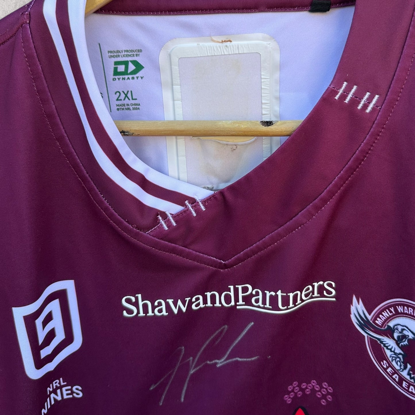 MANLY WARRINGAH SEA EAGLES 2020 AUCKLAND 9S MATCH WORN + SIGNED JERSEY ISSUED TO TANIELA PASEKA