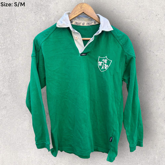 IRELAND RUGBY UNION 1980s O’NEILLS LONG SLEEVE COTTON JERSEY
