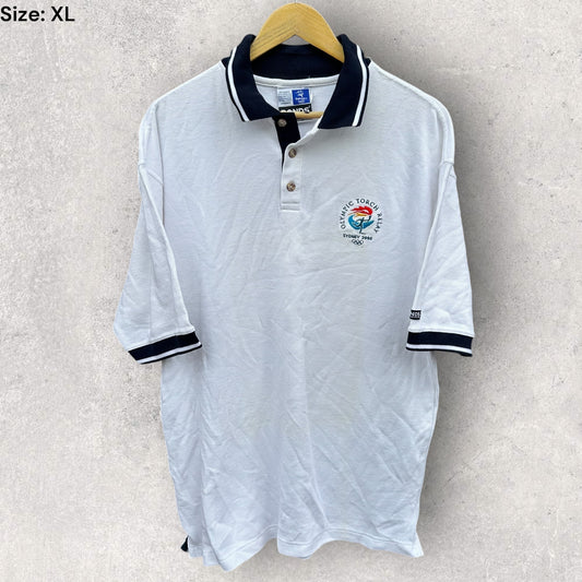 SYDNEY 2000 OLYMPIC GAMES TORCH RELAY VINTAGE WHITE POLO SHIRT