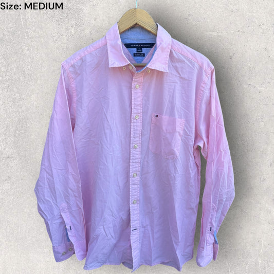 TOMMY HILFIGER PINK BUTTON UP LONG SLEEVE DRESS SHIRT