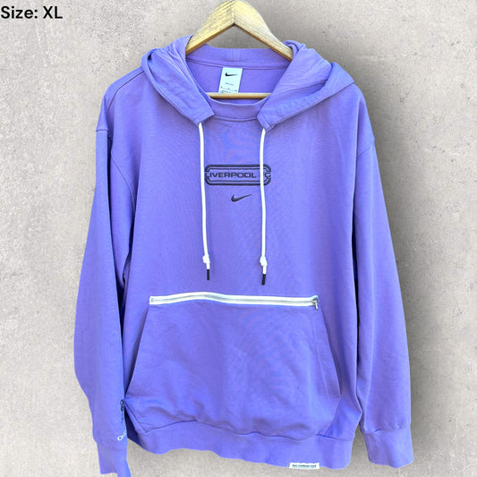 LIVERPOOL FC NIKE MENS STANDARD ISSUE PURPLE PULLOVER HOPDED JUMPER