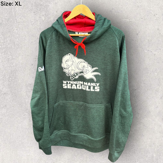 WYNNUM MANLY SEAGULLS GREEN PULLOVER HOODED JUMPER