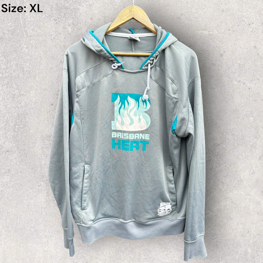 BRISBANE HEAT BBL GREY PULLOVER HOODED CRICKET JUMPER