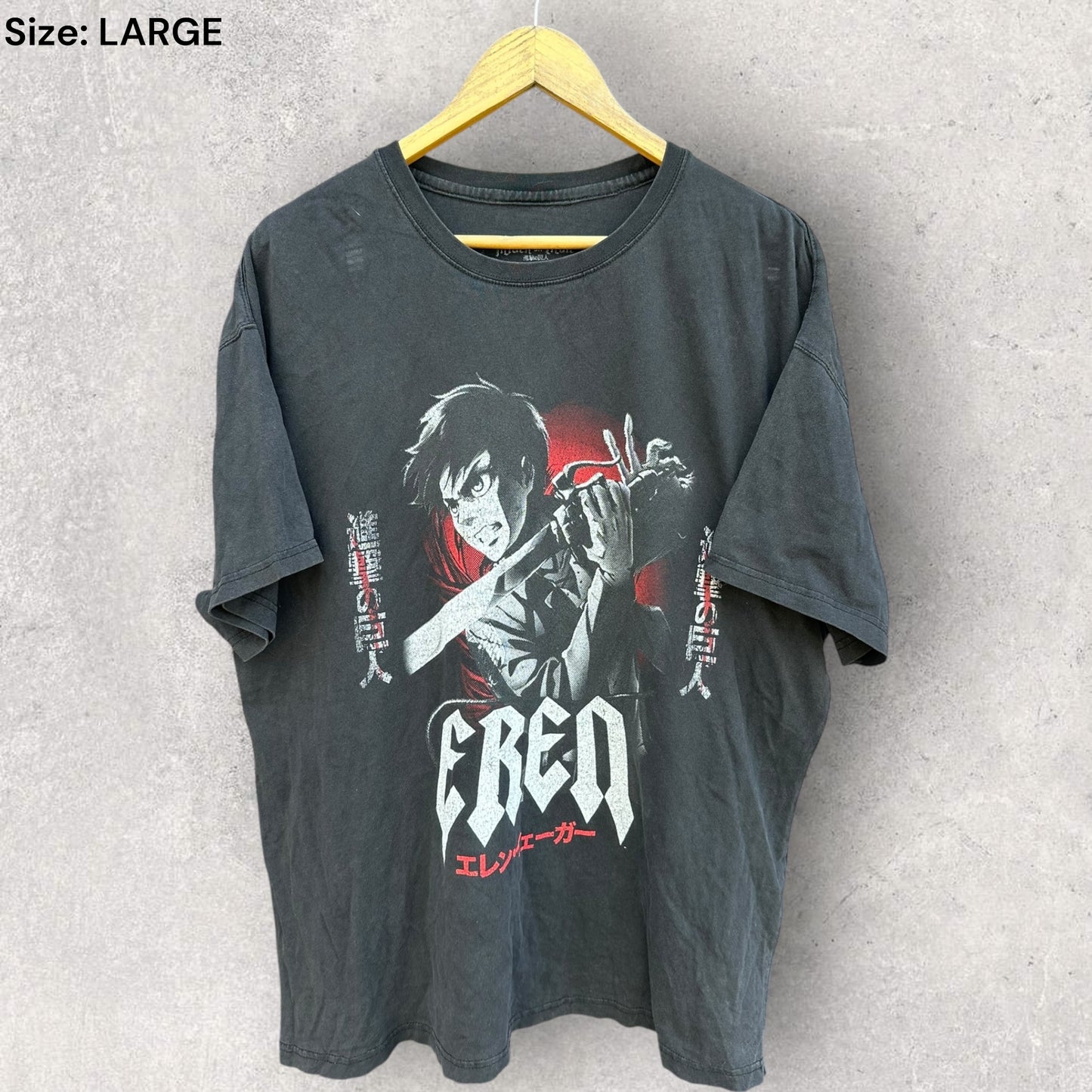 ATTACK ON TITAN EREN GOAT CREW SHORT SLEEVE BLACK SHIRT