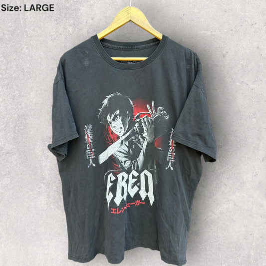 ATTACK ON TITAN EREN GOAT CREW SHORT SLEEVE BLACK SHIRT