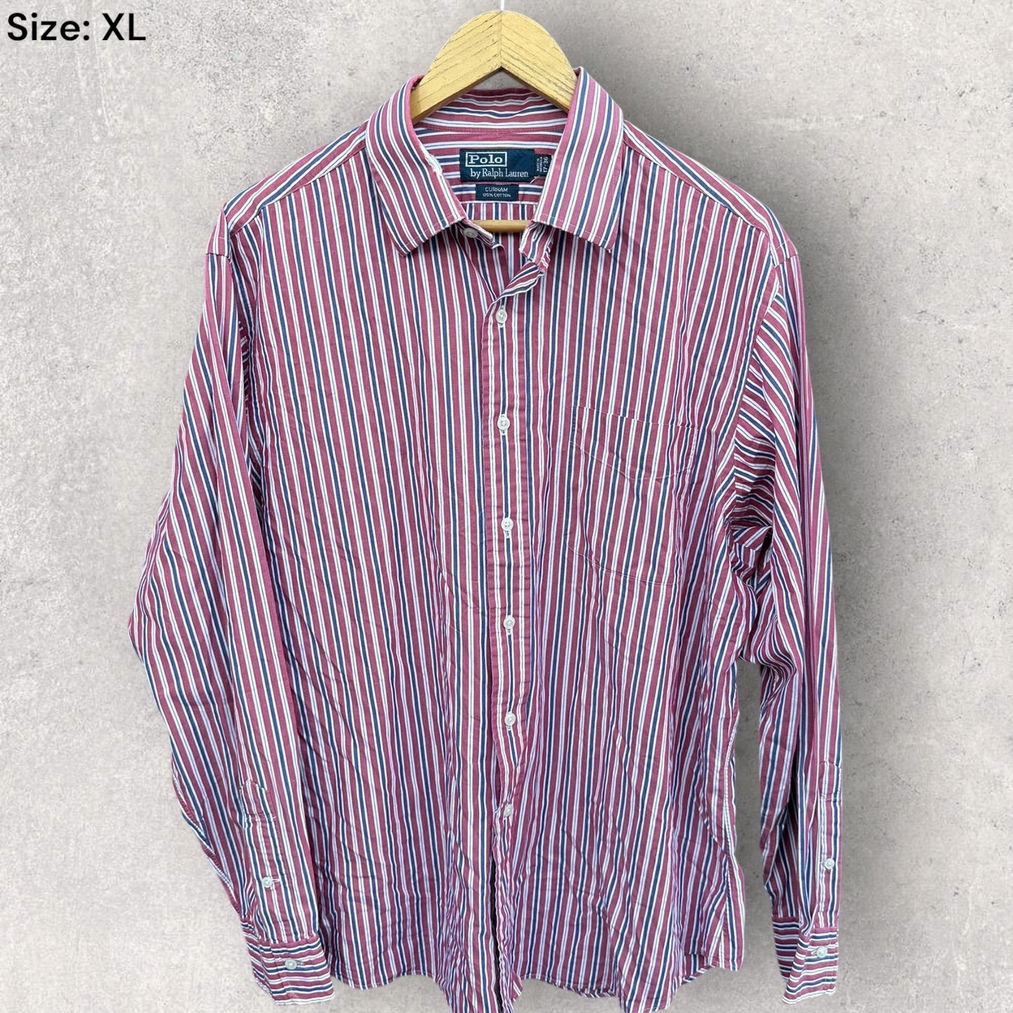 RALPH LAUREN POLO BUTTON UP LONG SLEEVE RED/WHITE/BLUE CHECKERED SHIRT