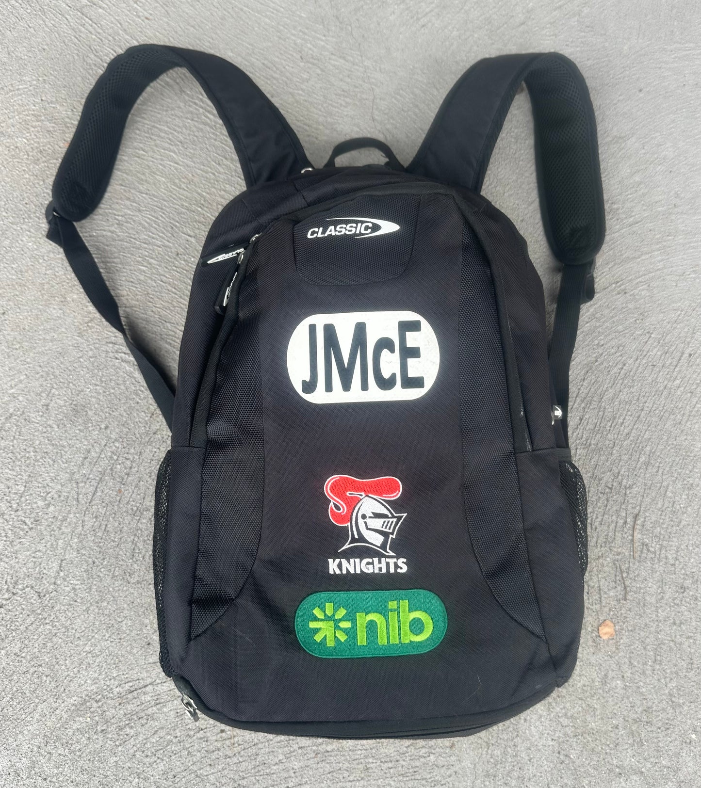 Jermaine Mcewen Newcastle Knights Classic Black Backpack Player Issued