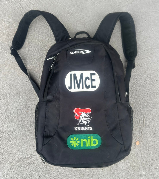 Jermaine Mcewen Newcastle Knights Classic Black Backpack Player Issued