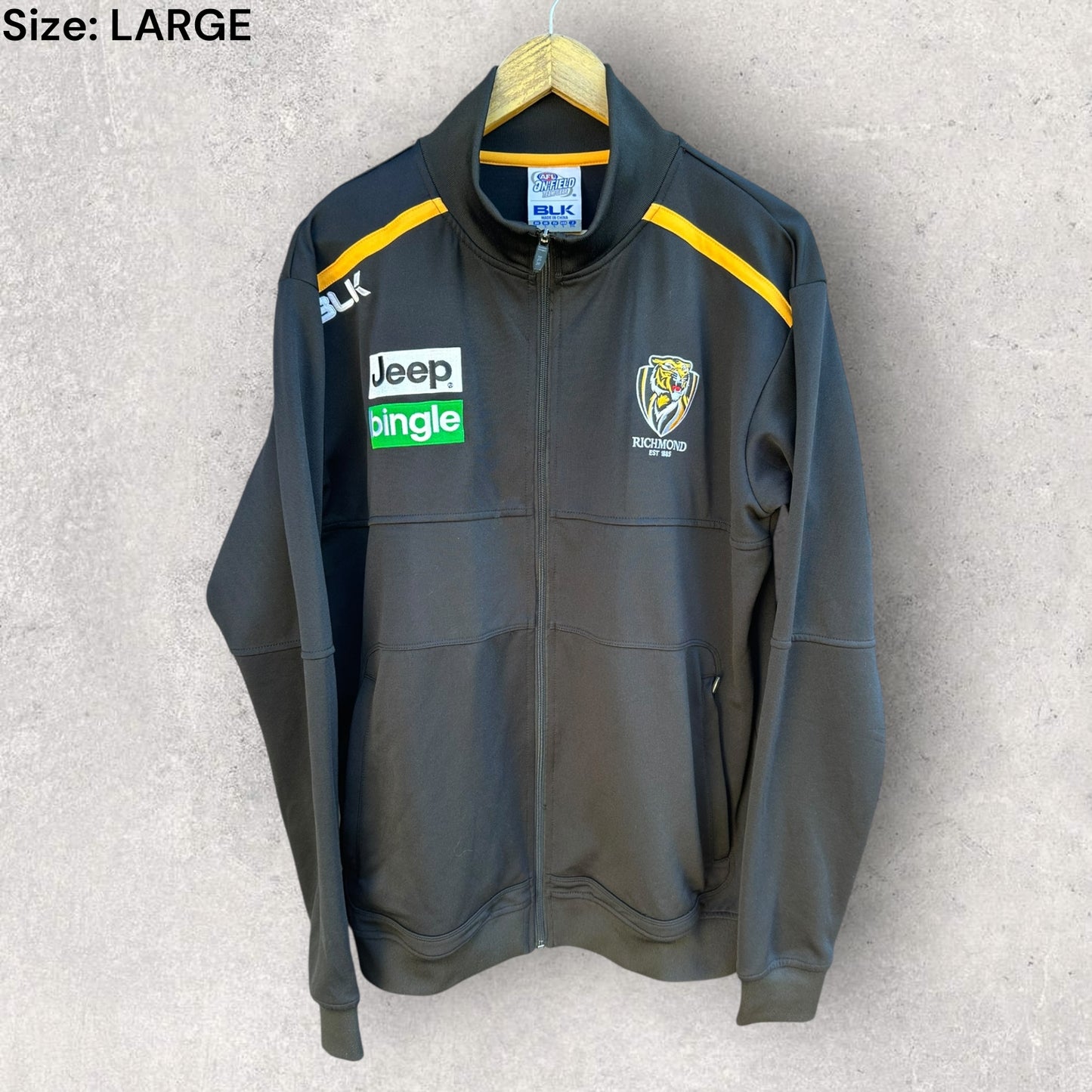 RICHMOND TIGERS BLK FULL ZIP AFL BLACK TRACK JACKET