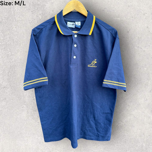 AUSTRALIAN WALLABIES BLUE BUTTONED POLO SHIRT
