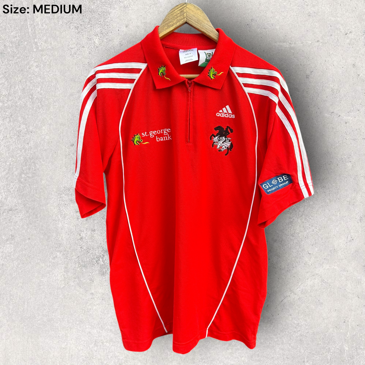 St George Illawarra Dragons Adidas Red Media Polo Shirt