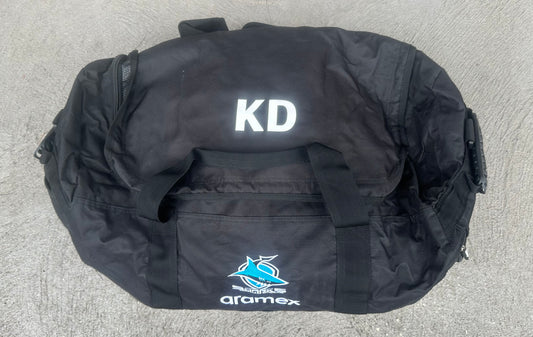 Cronulla Sharks Kade Dykes Player Used Gym/Duffel Black Bag