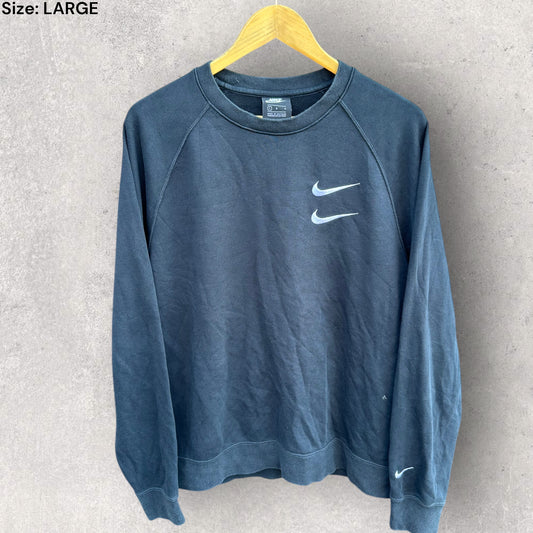 NIKE BLACK PULLOVER DOUBLE SWOOSH JUMPER