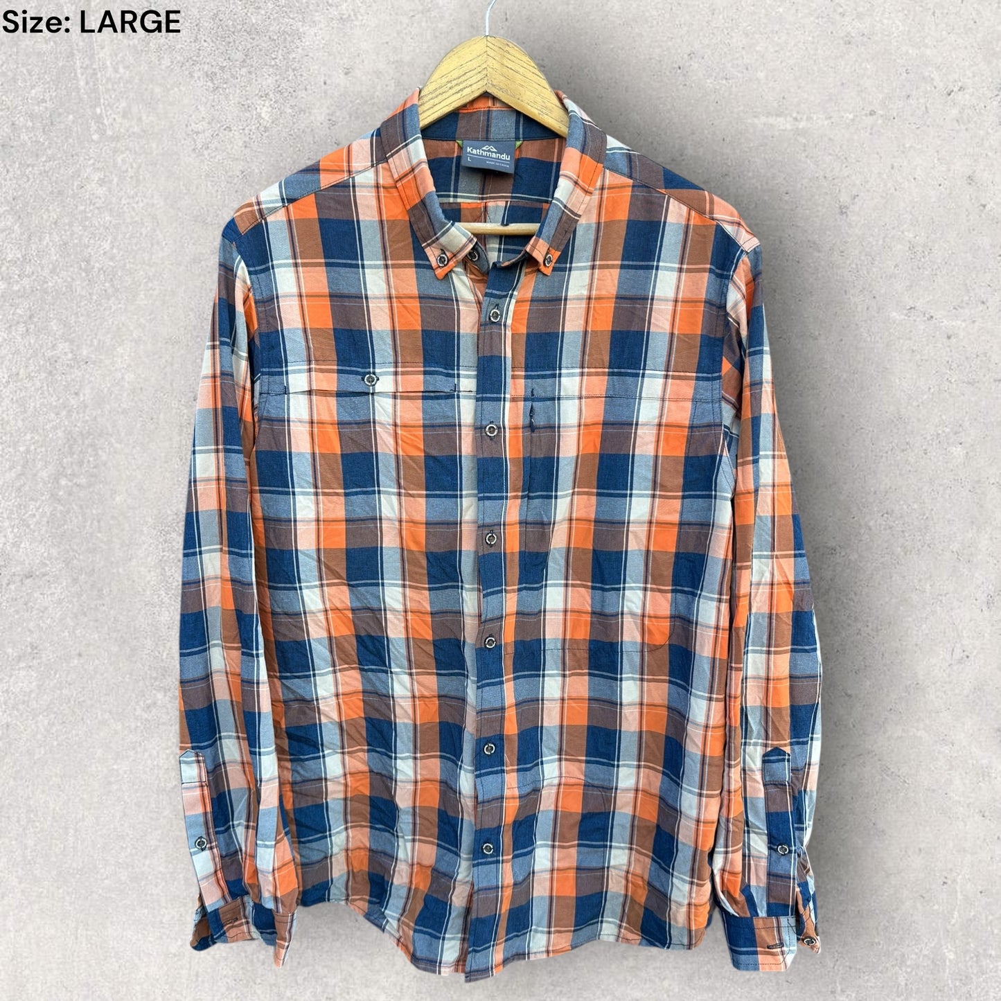 KATHMANDU CHECKERED LONG SLEEVE BUTTON UP SHIRT