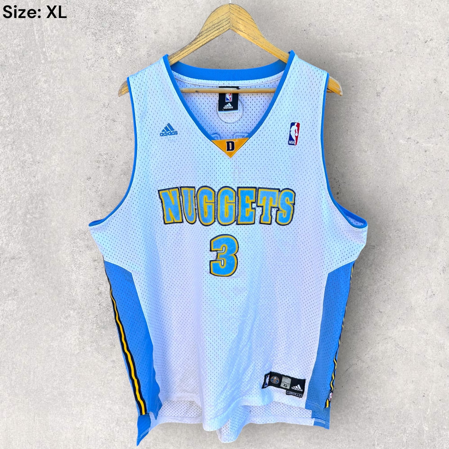 ALLEN IVERSON DENVER NUGGETS ADIDAS VINTAGE WHITE NBA SWINGMAN JERSEY
