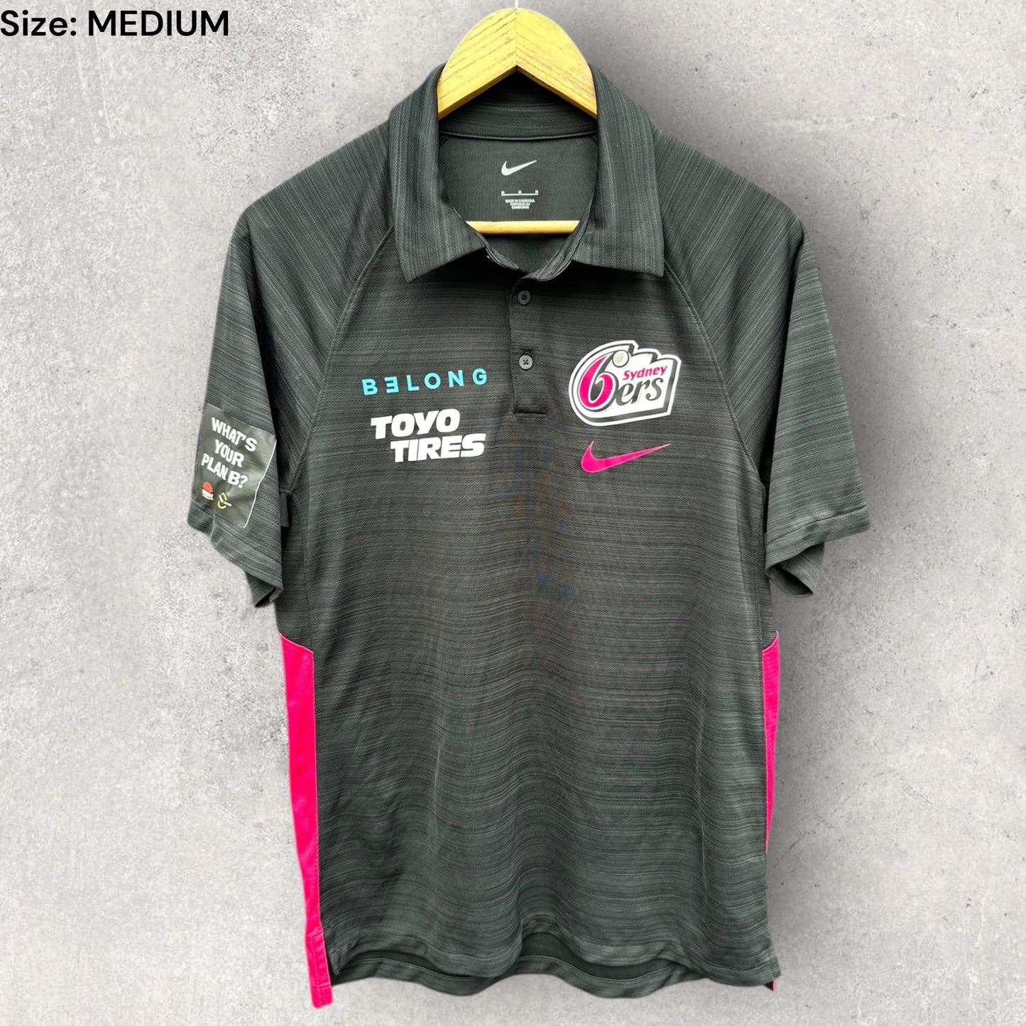 SYDNEY 6s NIKE BLACK MEDIA CRICKET POLO SHIRT