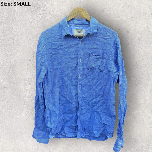 SCOTCH & SODA BLUE & WHITE CHECKERED BUTTON UP SHIRT