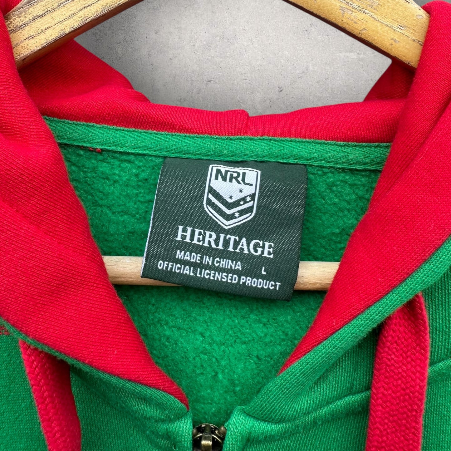 South Sydney Rabbitohs Heritage Rugby League Full Zip Hooded Jacket