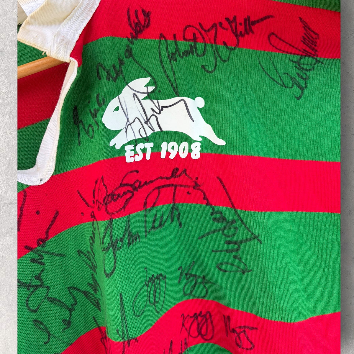 South Sydney Rabbitohs Rugby League Vintage Jersey Signed by 1980s Players