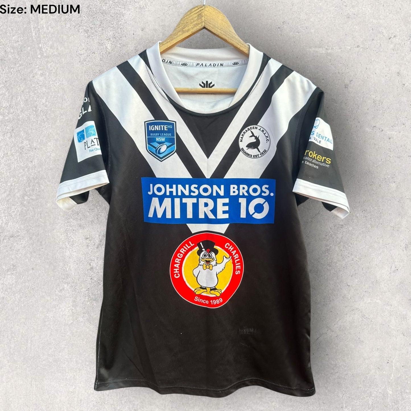 NARRABEEN SHARKS NSW RUGBY LEAGUE MATCH JERSEY