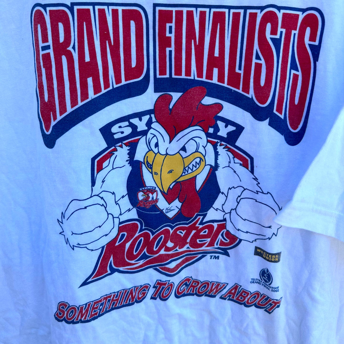 SYDNEY ROOSTERS 2002 GRAND FINAL VINTAGE WHITE T-SHIRT