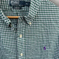 RALPH LAUREN POLO GREEN & WHITE CHECKERED LONG SLEEVE BUTTON UP SHIRT