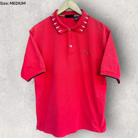 GREG NORMAN GOLF RED VINTAGE POLO SHIRT