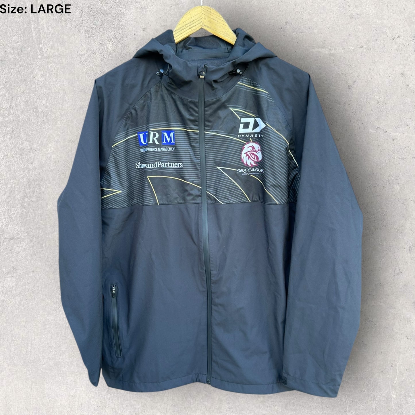 MANLY WARRINGAH SEA EAGLES 2025 BLACK WINDBREAKER PLAYER ISSUED JACKET TOMMY TALAU