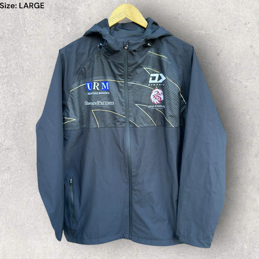 MANLY WARRINGAH SEA EAGLES 2025 BLACK WINDBREAKER PLAYER ISSUED JACKET TOMMY TALAU