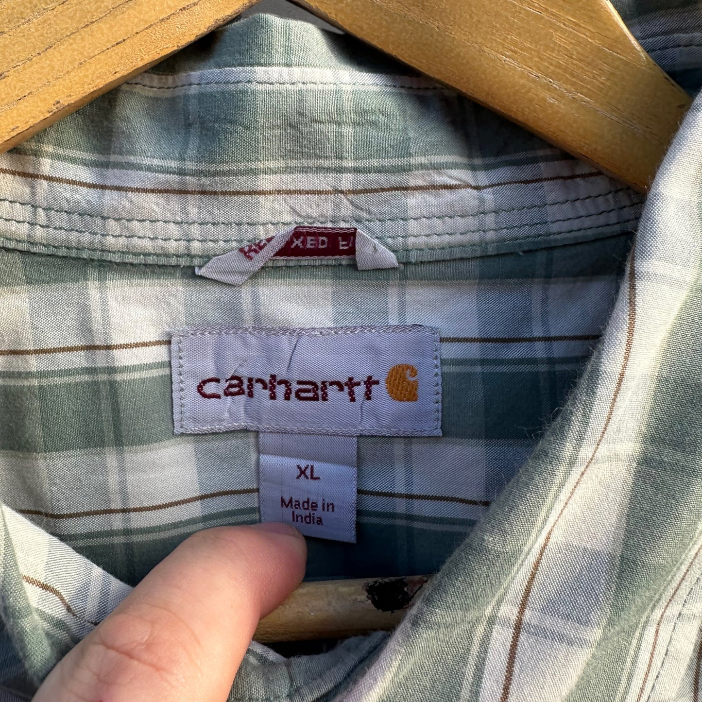 CARHARTT SHORT SLEEVE GREEN CHECKERED BUTTON UP SHIRT