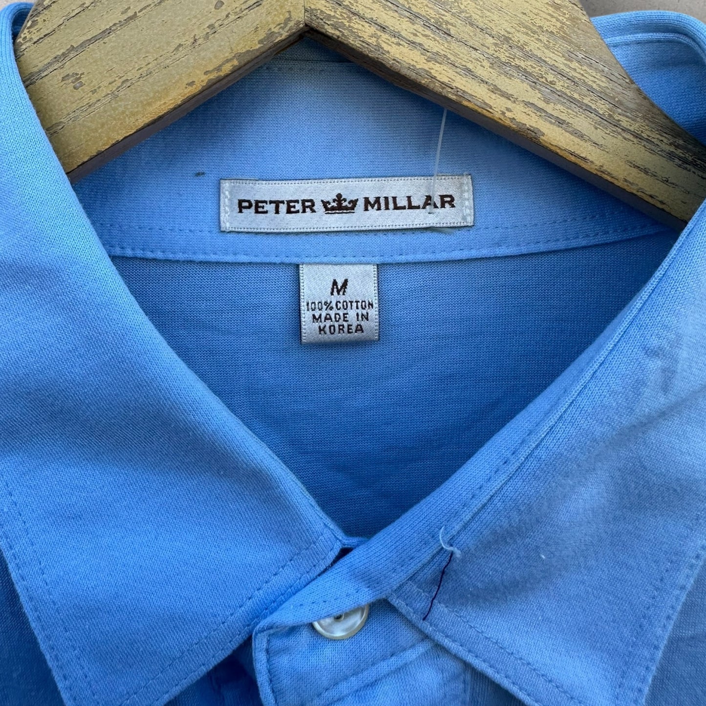 PETER MILLAR VINTAGE PINE VALLEY GOLF POLO BLUE SHIRT MADE IN KOREA